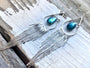 Rainbow moonstone earrings Long fringe earrings Extra long crystal earrings Raw moonstone statement earrings Real moonstone jewelry