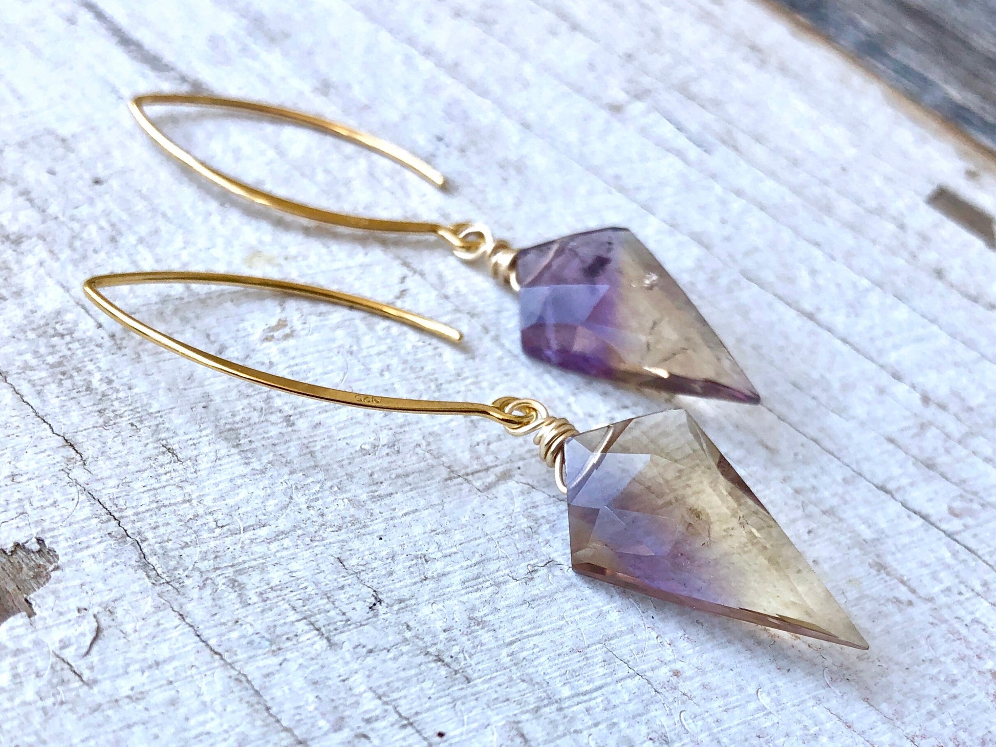 Ametrine earrings Raw stone earrings Ametrine crystal jewelry Crystal point earrings Raw crystal earrings Ametrine stone Ametrine point