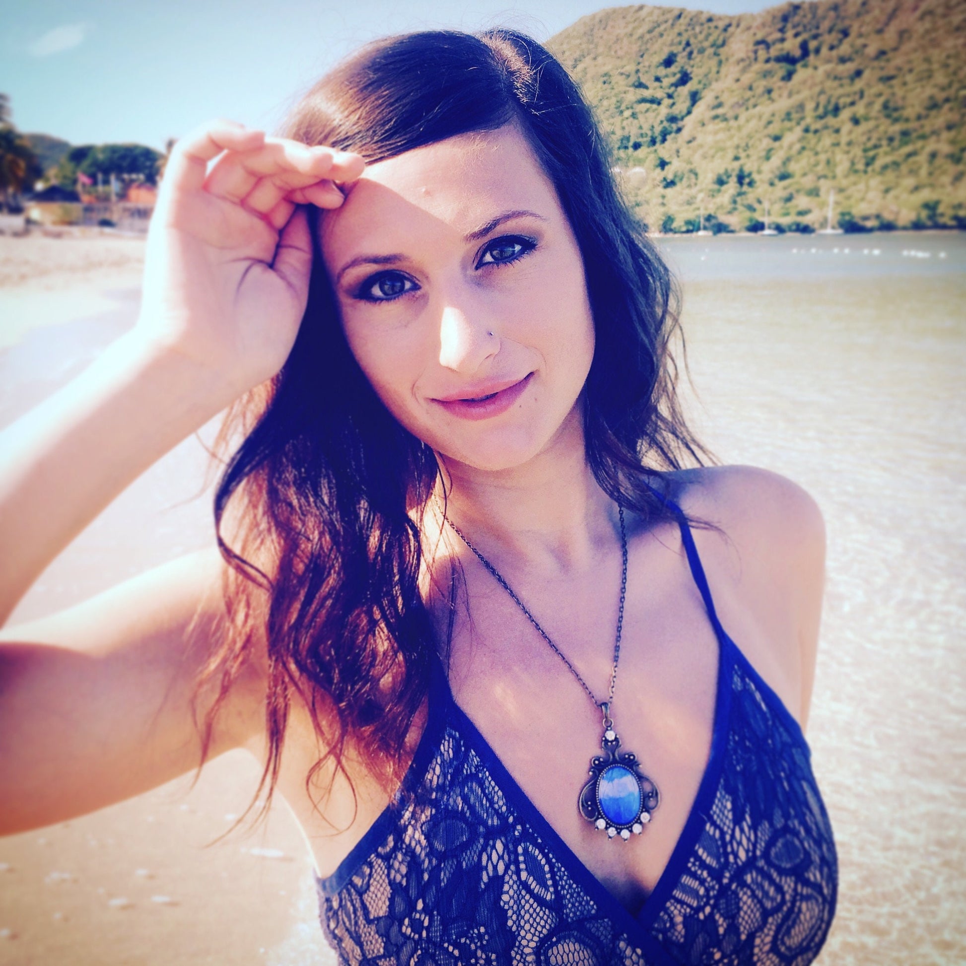 REAL Blue Morpho Butterfly wing necklace Glow necklace Turquoise necklace Vampire Diaries necklace Bright Blue opal Aqua aura quartz crystal