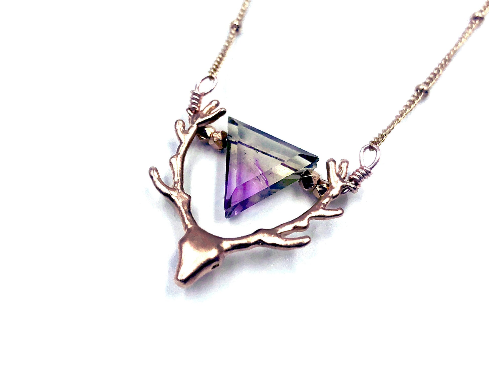 Deer necklace for women Raw labradorite necklace Christmas gifts for her friend Antler necklace Reindeer necklace Deer skull necklace