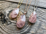 Raw rose quartz necklace 14k gold rose quartz jewelry large rose quartz pendant sterling silver Healing rose quartz necklaces Rose crystal