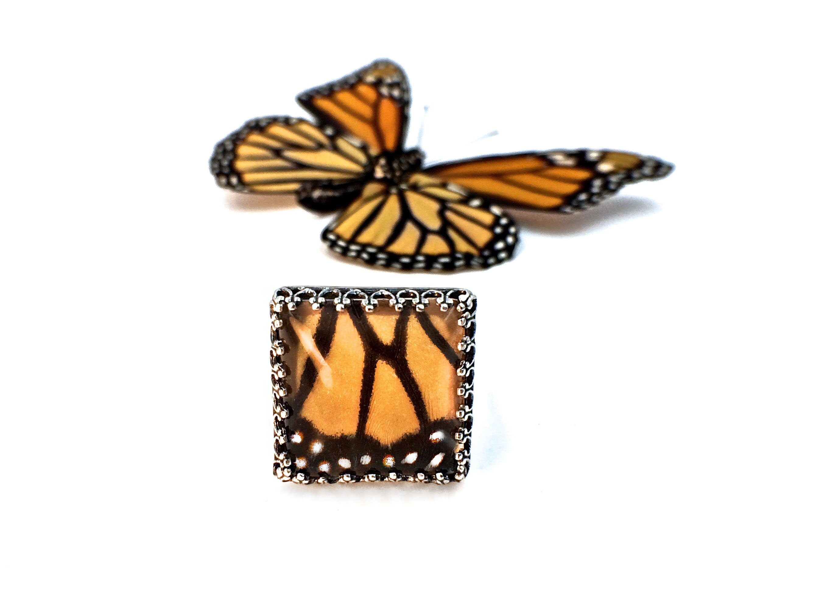 Real Butterfly wings rings Best friend rings for 2 3 4 Glass resin rings for women Mood ring Cool rings Real butterfly ring sterling silver