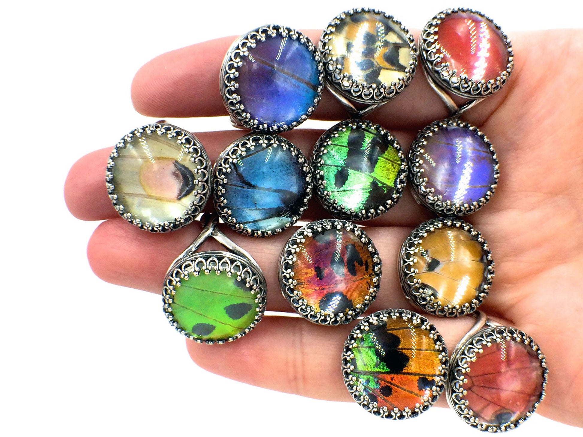 Real butterfly wing ring Rose pink ring Sterling silver Pink stone ring Pink and silver ring Light pink ring for women Pink butterfly ring