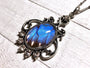 Real butterfly wing necklace 1920s style jewelry Taxidermy gifts for women Victorian crystal necklace Large vintage pendant Blue Morpho