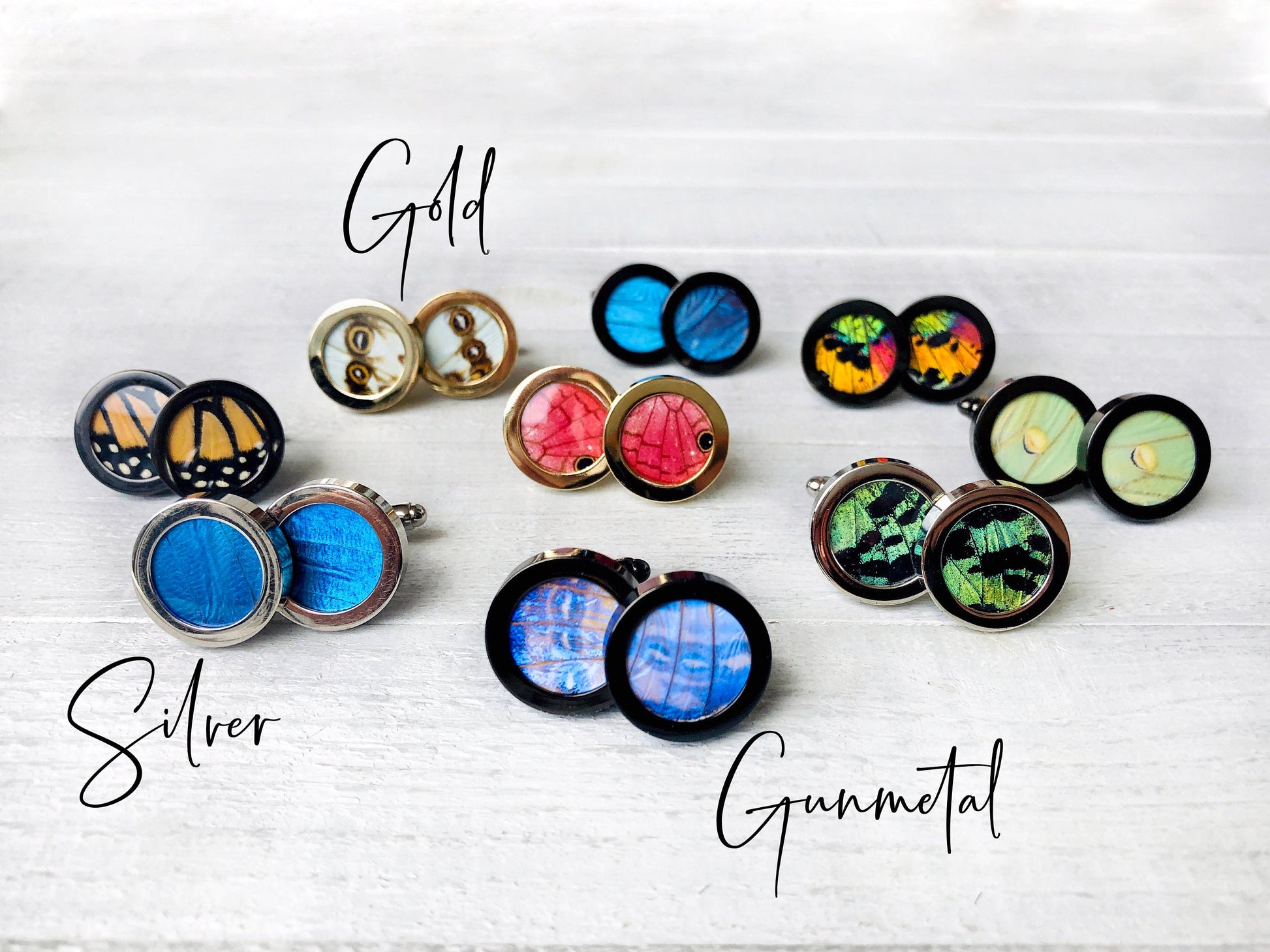 Real Butterfly cuff links Rainbow cufflinks Wedding gift for men who have everything Cool cuff links Personalized cuff links for Groomsmen