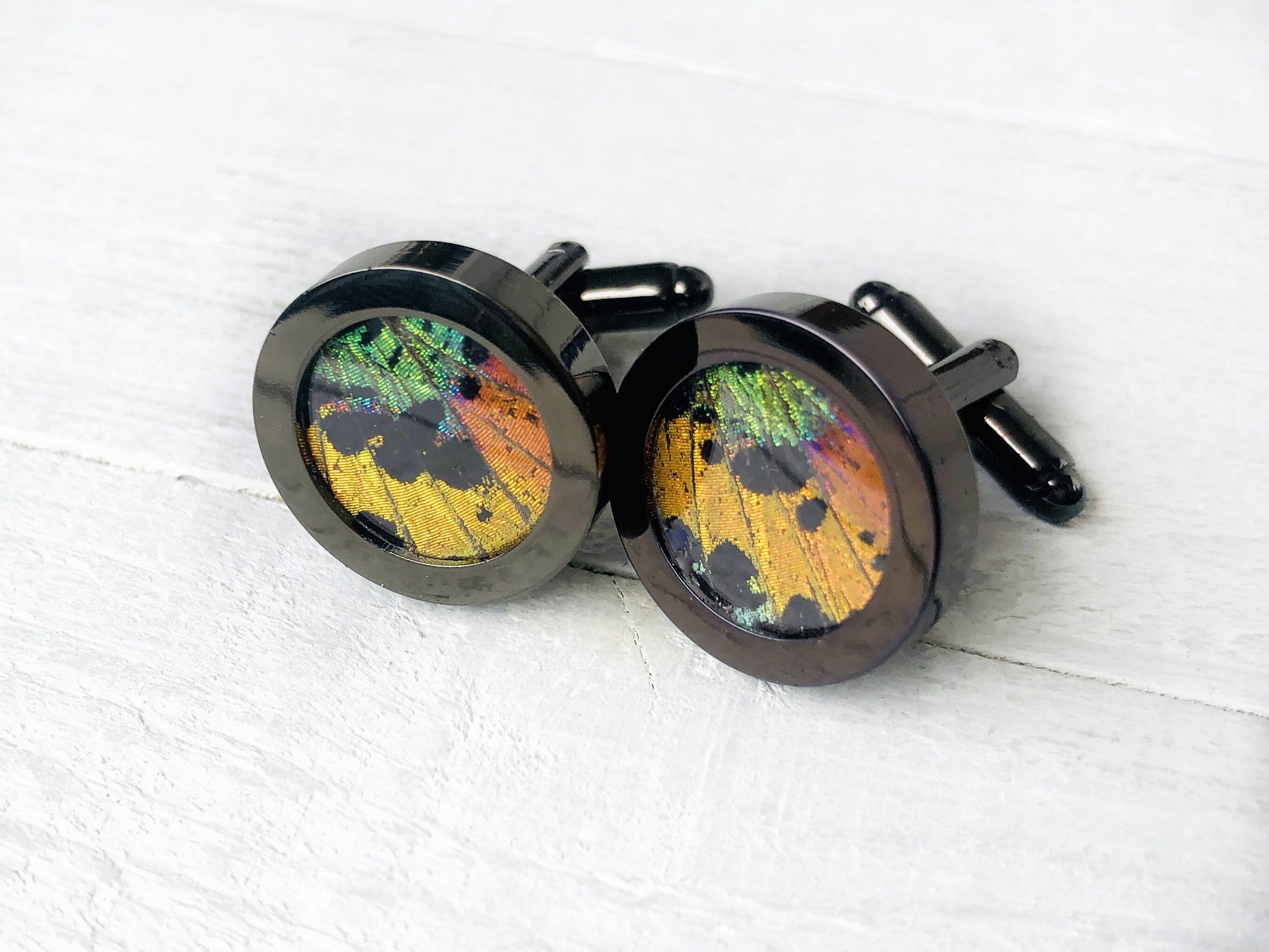 Real Butterfly cuff links Rainbow cufflinks Wedding gift for men who have everything Cool cuff links Personalized cuff links for Groomsmen