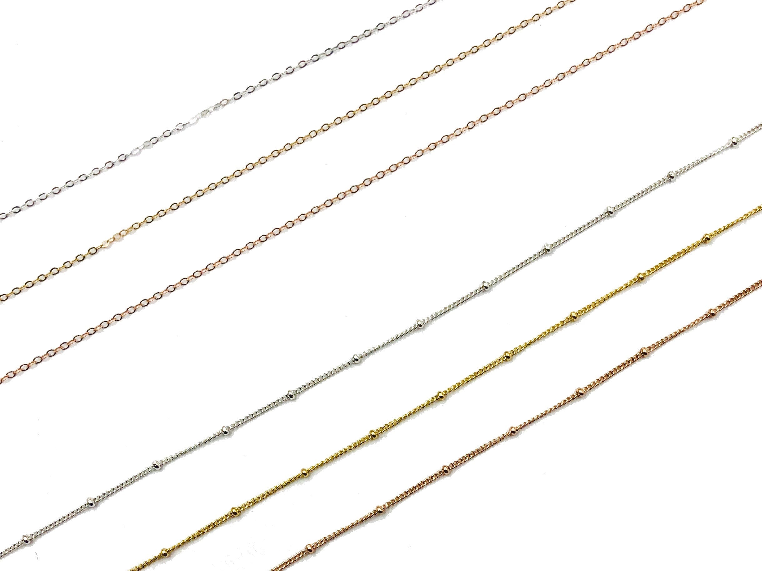 14k gold filled chain Dainty sterling silver chain necklace for women men Delicate layered necklace 14K rose gold chain Satellite chain