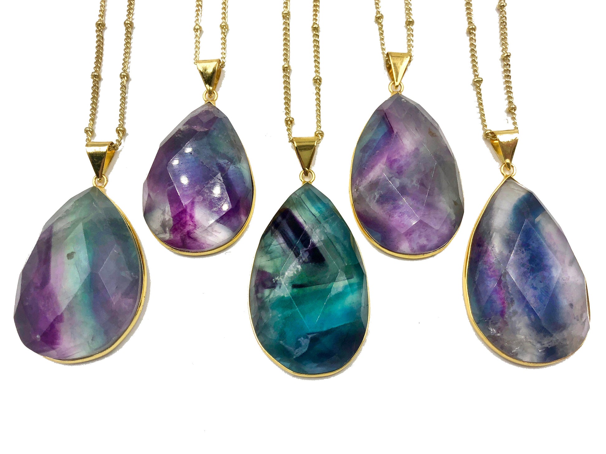 Rainbow fluorite pendant Purple fluorite necklace Large gemstone pendant Green fluorite crystal necklace Green amethyst Fluorite jewelry