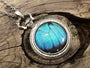 Real blue morpho butterfly necklace Something blue for bride Trending now in jewelry Boho turquoise necklace Silver watch necklace