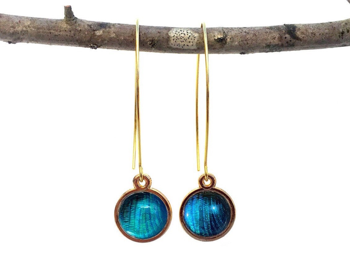 Real Dragonfly earrings Gold threader earrings Dragon wing earrings Gold dragon fly earrings Taxidermy earrings Real butterfly wing jewelry