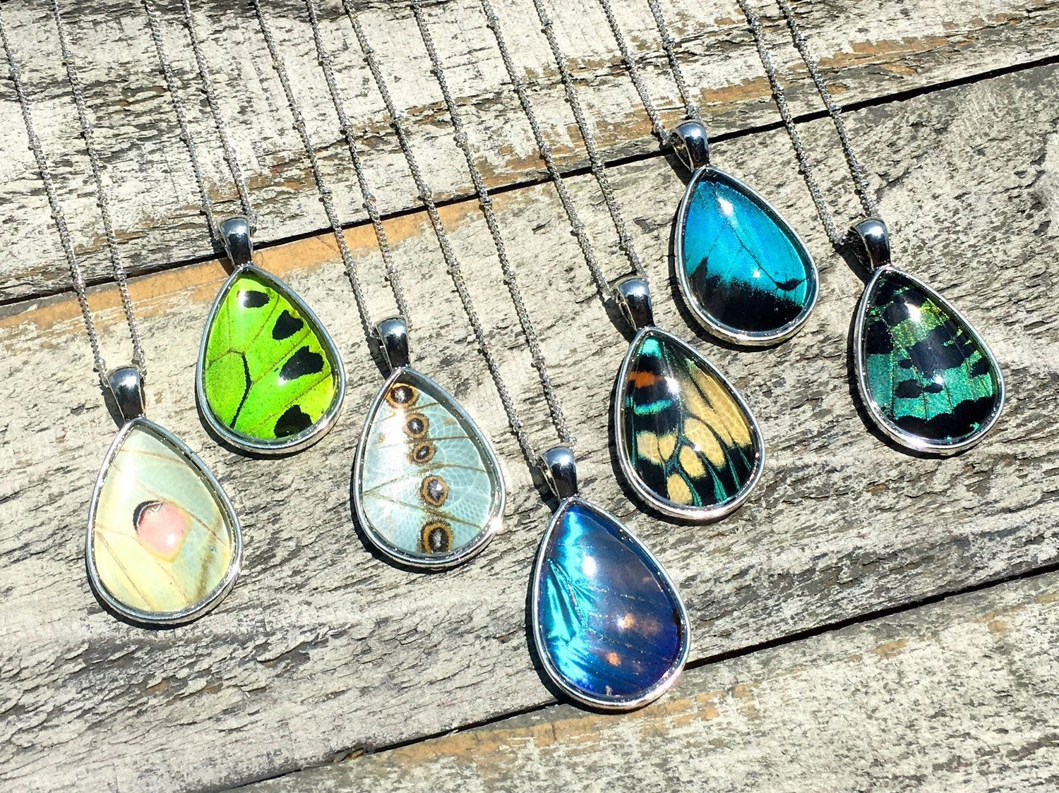 Real butterfly wing necklace Best friend necklace for 2 3 4 5 Terrarium jewelry Friendship necklaces for women Taxidermy butterfly jewelry