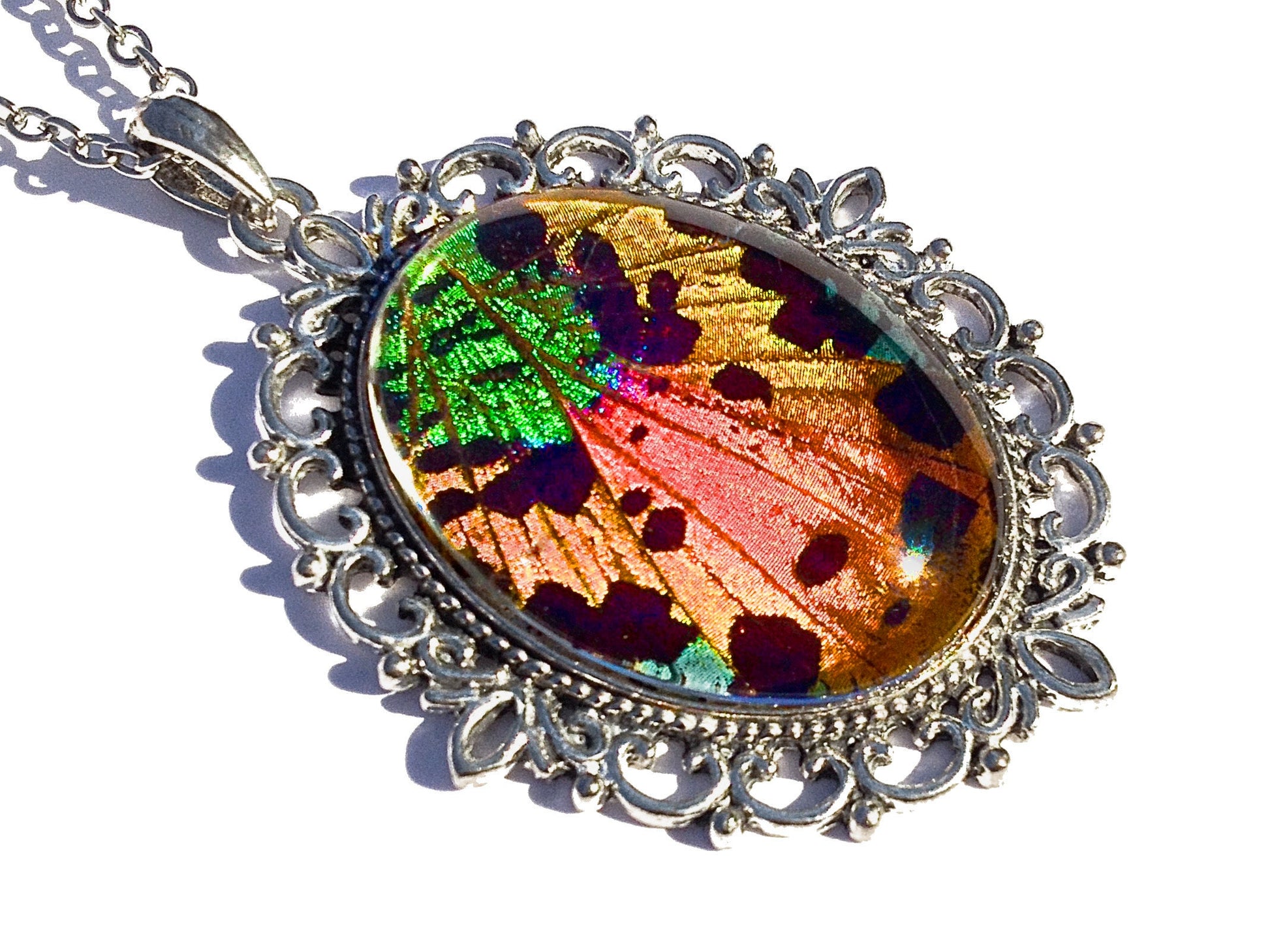 Real butterfly necklace Creative wildlife jewelry Ethically sourced insect jewelry Summer jewelry Unique gifts for gf floral jewelry