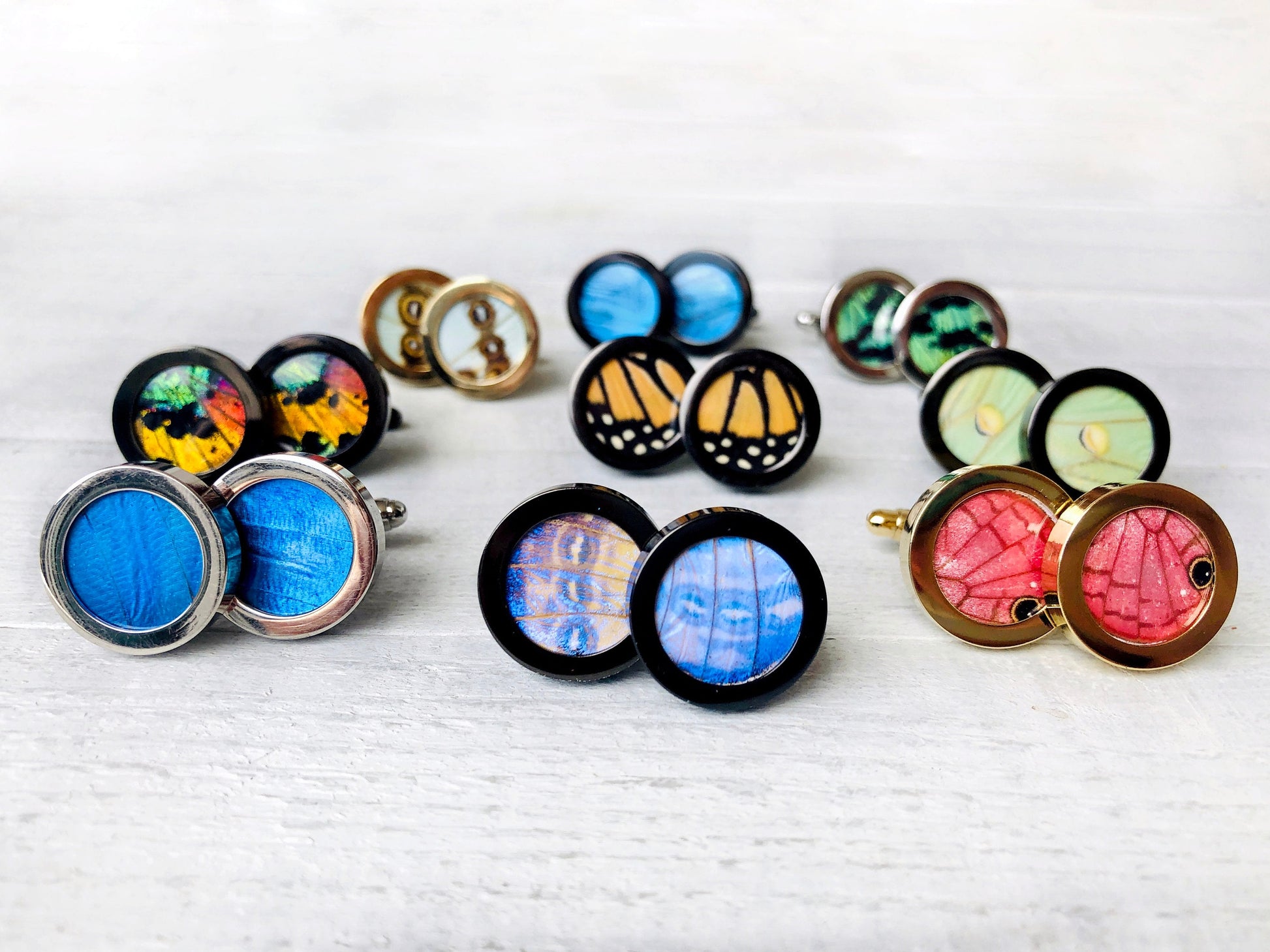 Real Butterfly cufflinks for groom Blue cufflinks for groomsmen Men's cuff links for wedding Personalized cuff links father of the bride