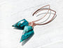 Natural Chrysocolla earrings Rose gold turquoise dangle earrings Raw Chrysocolla stone earrings for women Long spike earrings 14k gold fill