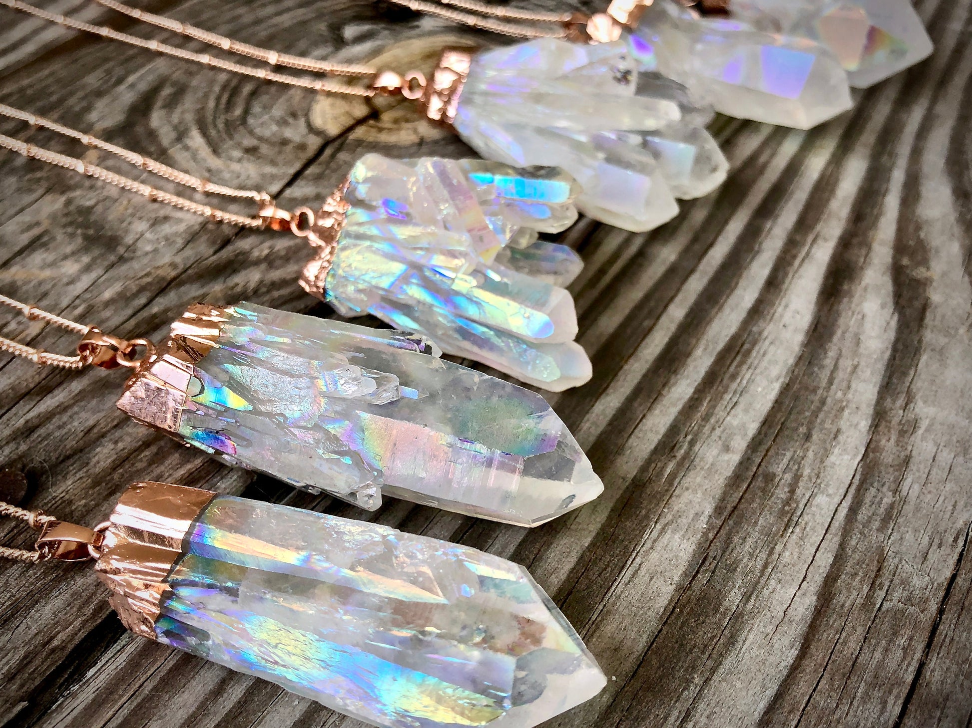 Raw crystal necklace Healing crystal necklace Angel Aura Quartz Necklace Opal crystal necklace Rainbow quartz point Sterling silver option