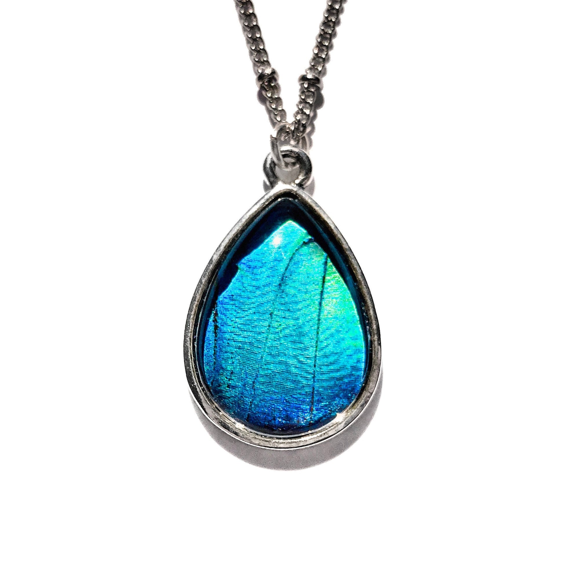 Real Blue Morpho Butterfly necklace silver Handmade christmas gifts for mom Something blue for bride from mom butterfly wing jewelry