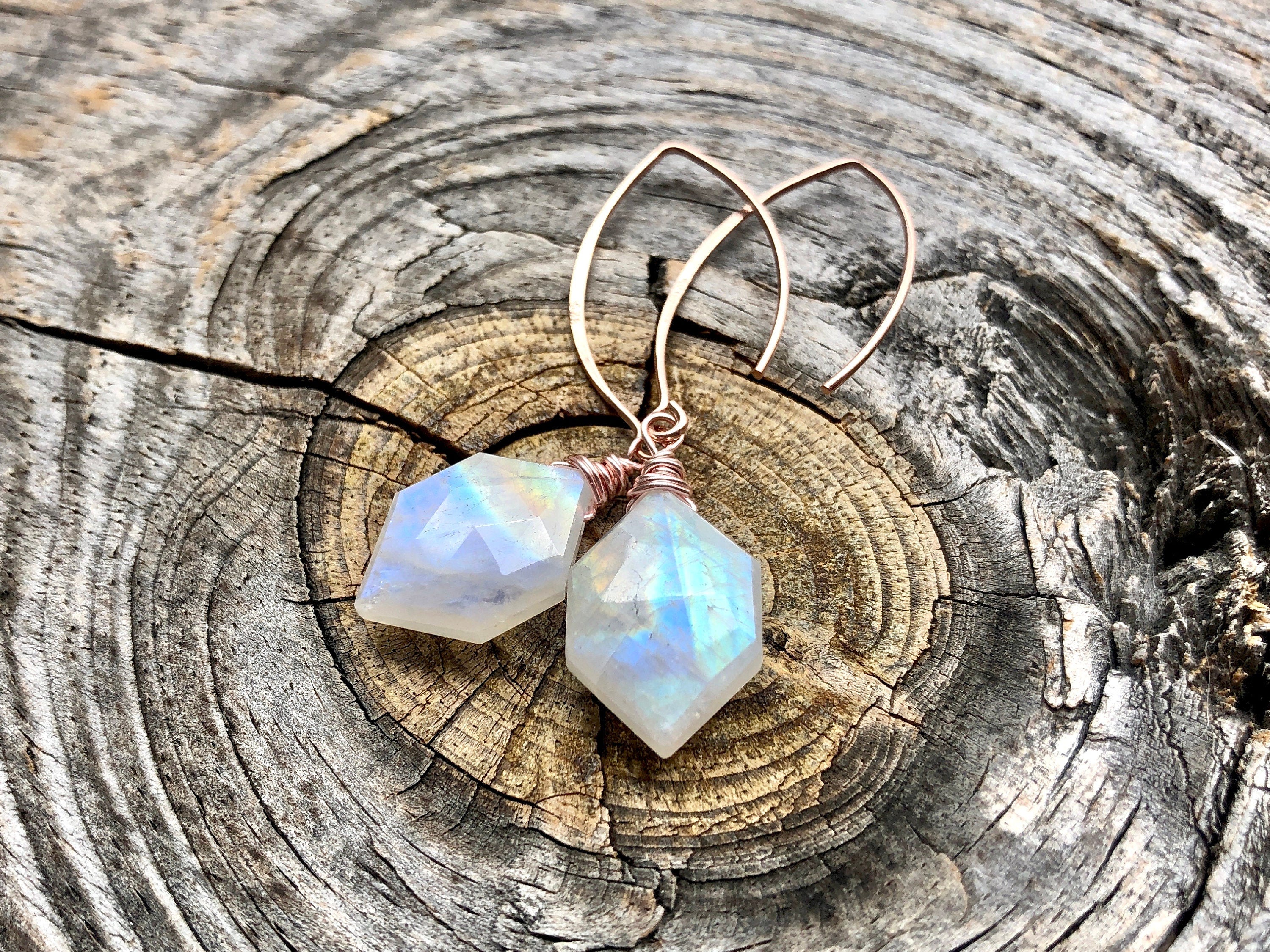 Raw labradorite earrings gold Labradorite jewelry Blue labradorite earrings Rainbow moonstone earrings Hexagon Ametrine Fluorite earrings