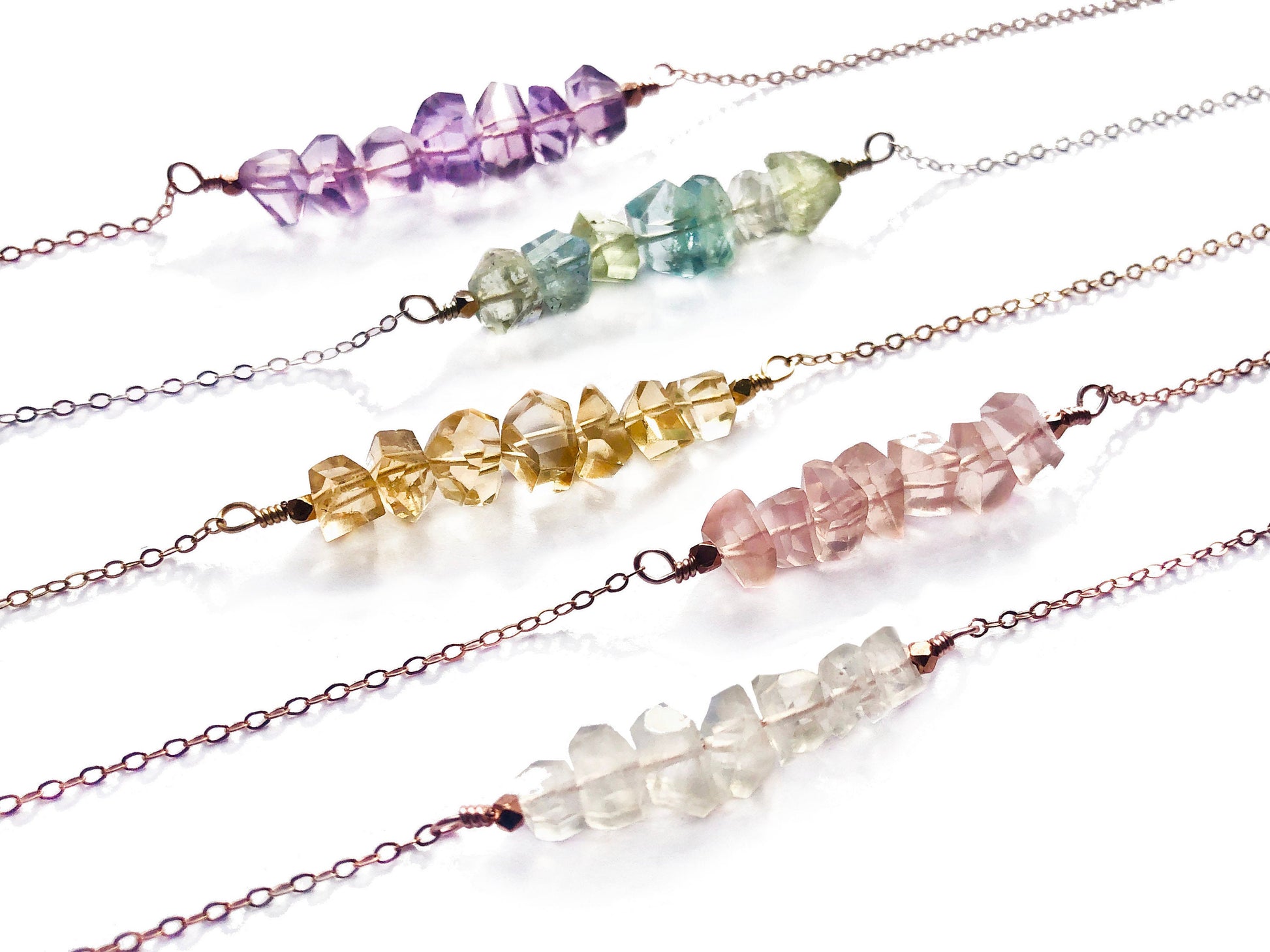 Raw gemstone necklace Birthstone jewelry gifts Raw birthstone necklace for mom Peridot necklace Gemstone bar necklace Aquamarine necklace