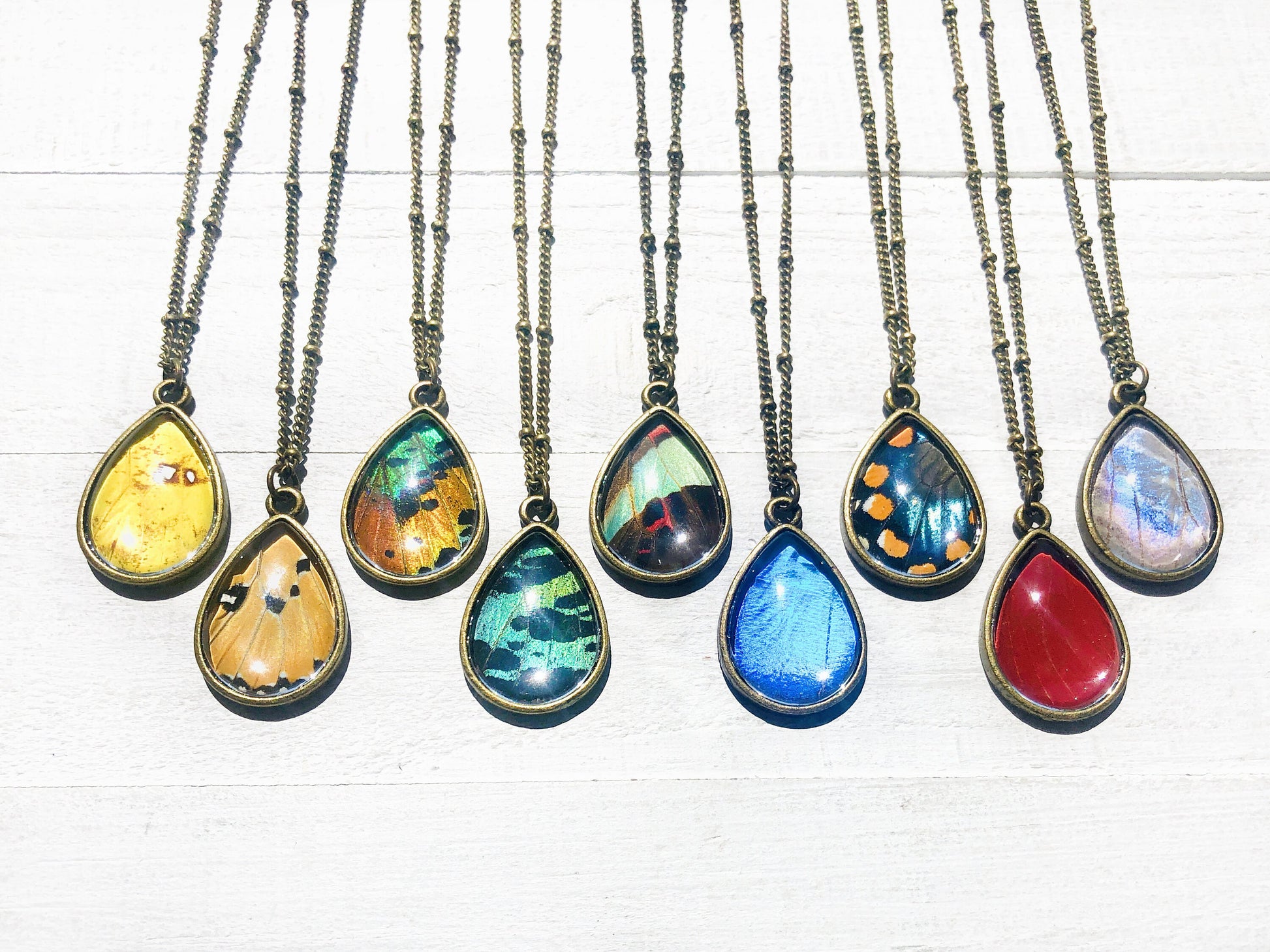 Real butterfly wing necklace Glass terrarium necklace Glass resin necklace Pressed butterfly necklace Pressed flower jewelry