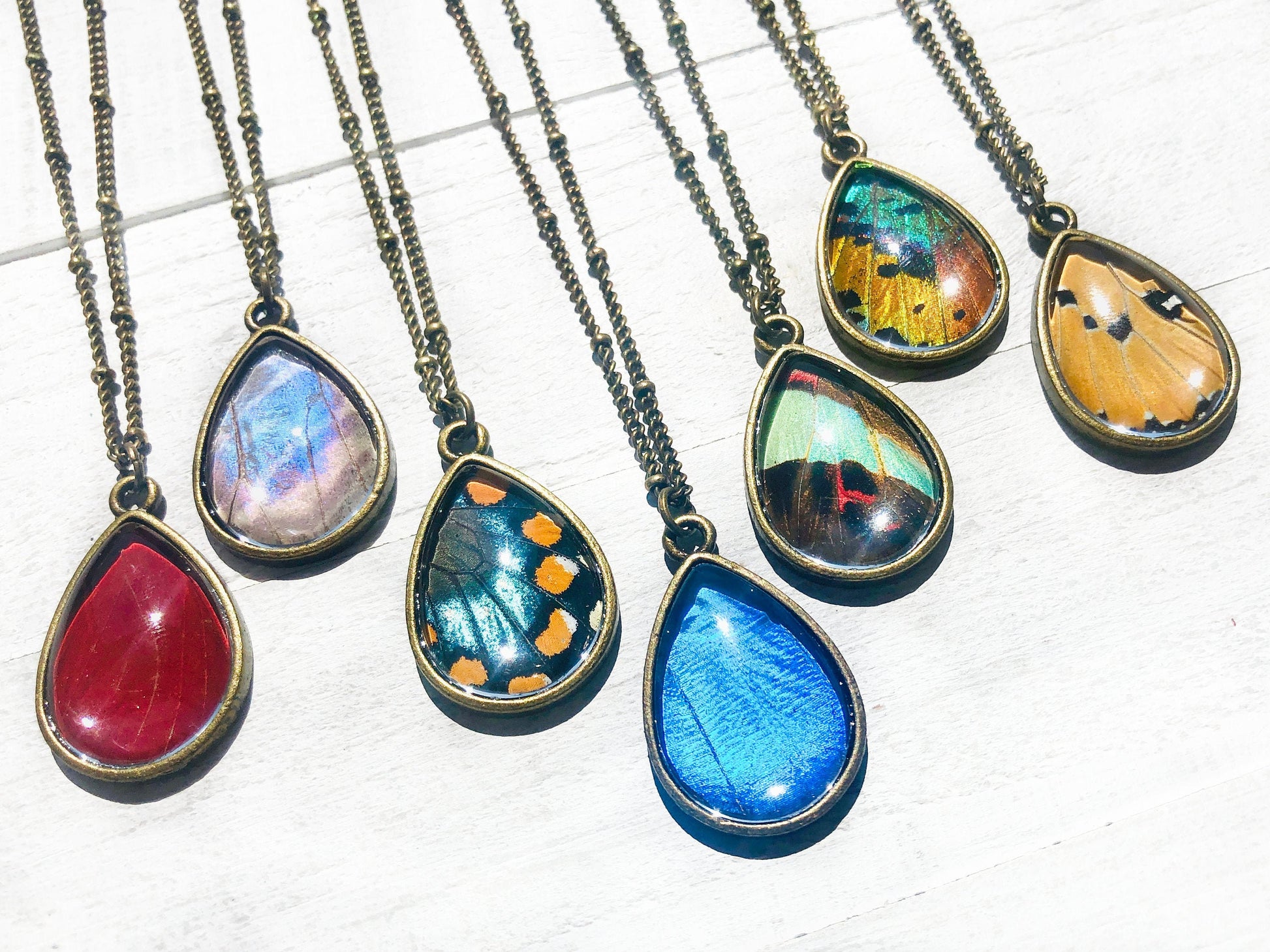 Real butterfly wing necklace Glass terrarium necklace Glass resin necklace butterfly necklace jewelry