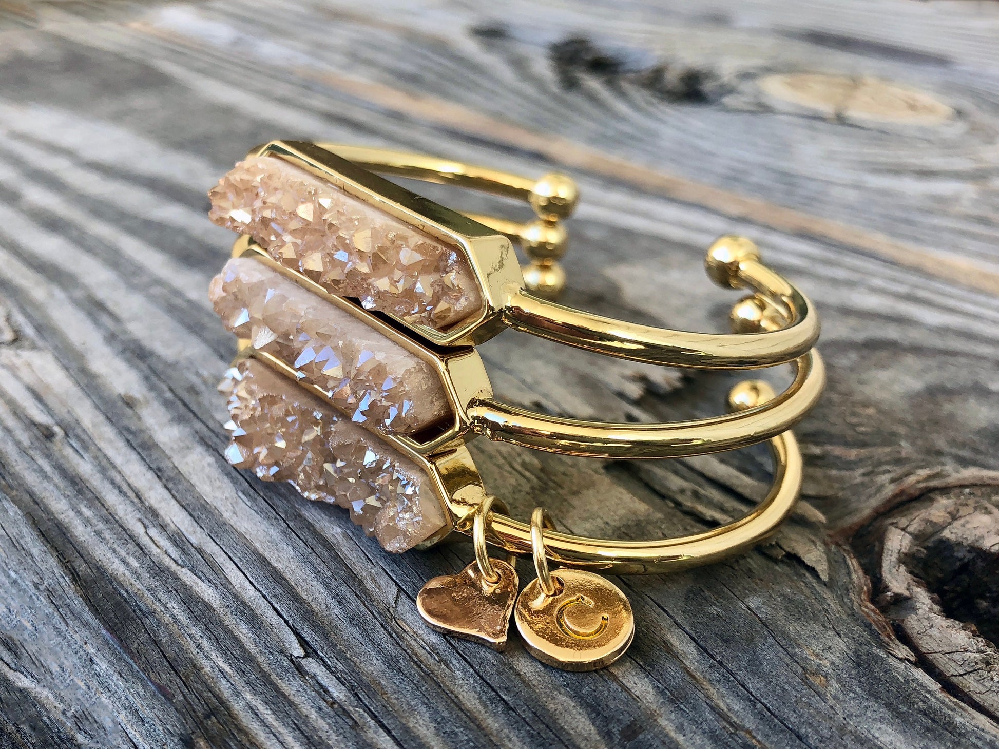 Druzy bracelet Gold bracelets for women Raw gemstone jewelry Best selling items Stone bracelet Gemstone bracelet Raw druzy jewelry Champagne