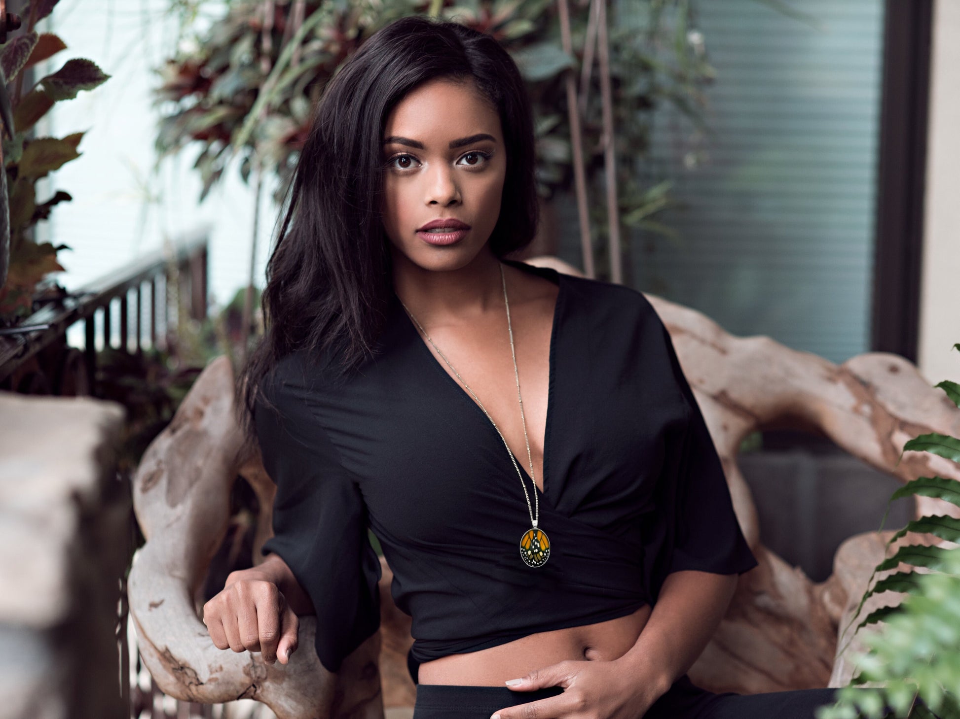 Real butterfly wing necklace Monarch butterfly necklace Clover necklace Dried insect necklace Pressed flower necklace Real butterfly jewelry