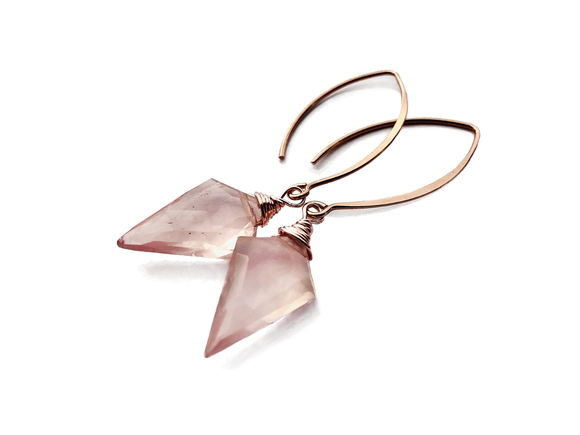 Rose gold rose quartz earrings Pink quartz earrings Raw rose quartz jewelry Pink crystal earrings Pink stone earrings Quartz crystal earring