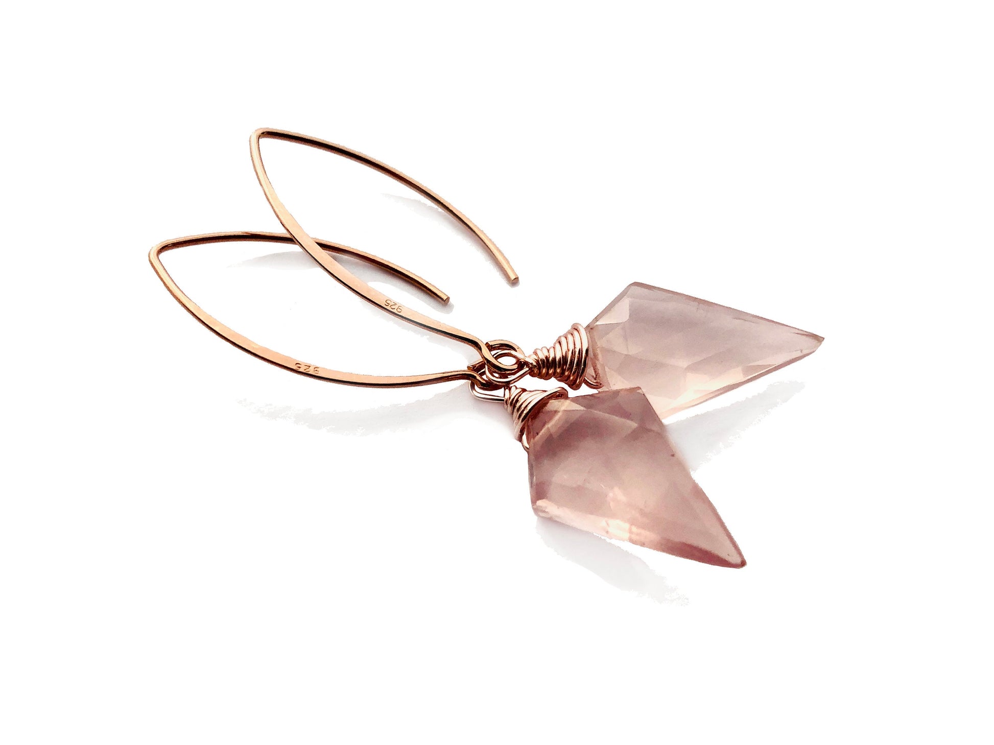 Rose gold rose quartz earrings Pink quartz earrings Raw rose quartz jewelry Pink crystal earrings Pink stone earrings Quartz crystal earring