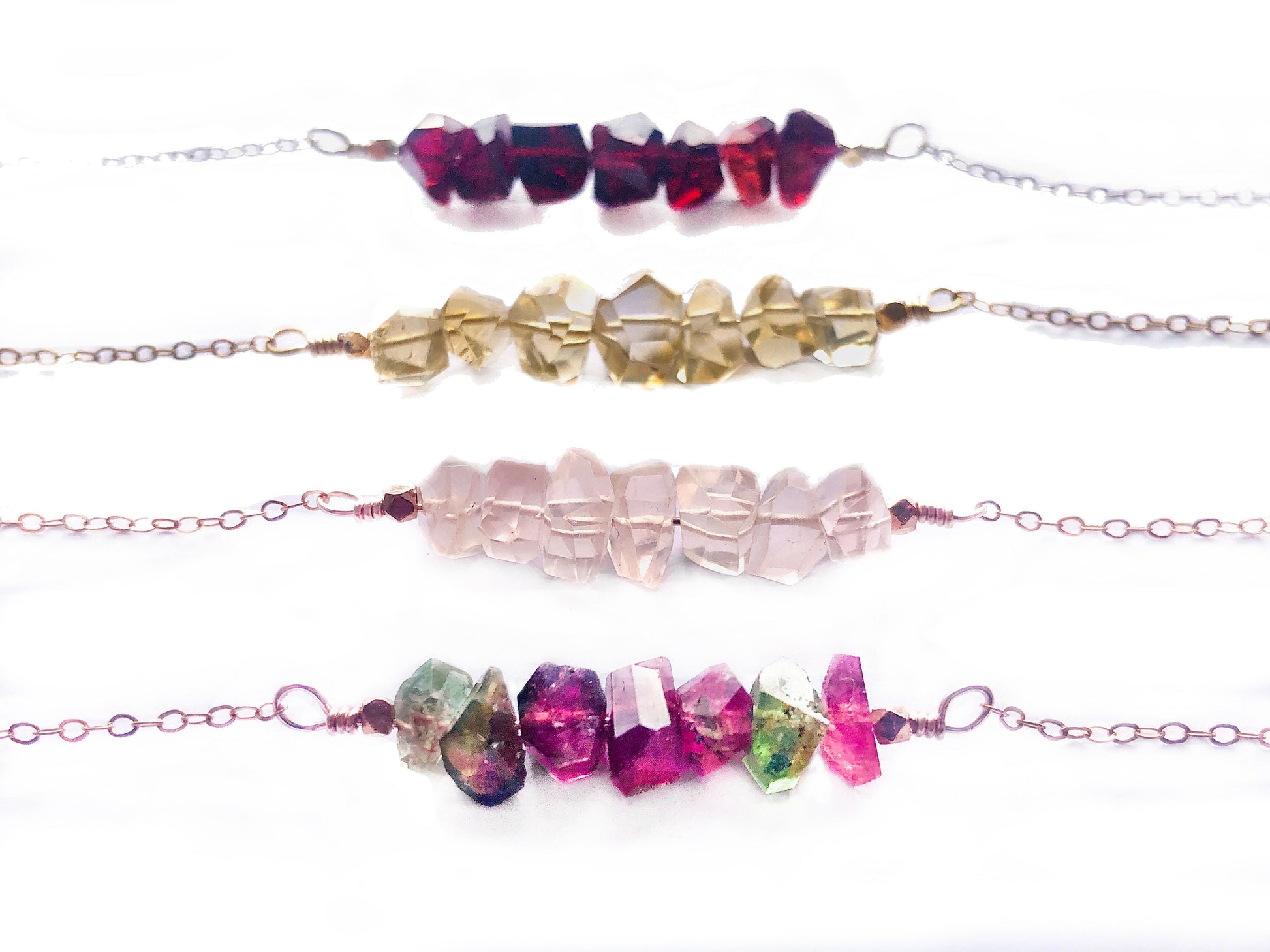 Rose quartz bar necklace Raw rose quartz necklace Gemstone bar necklace Healing rose quartz jewelry January birthstone necklace for mom