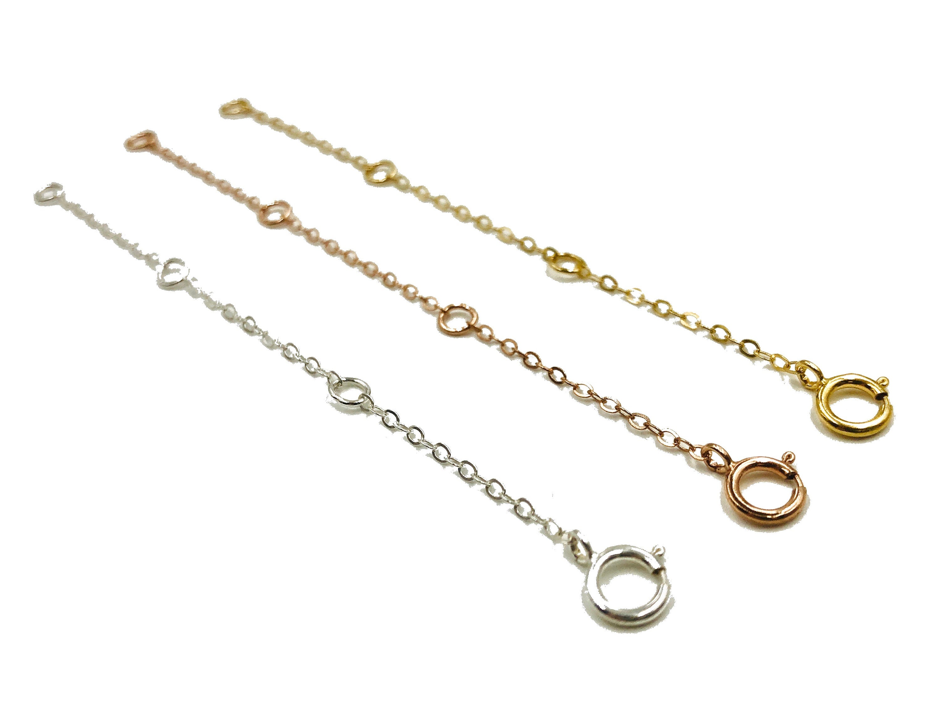 Necklace extender Sterling silver extension chain 14k gold bracelet extender 3" Adjustable chain extender rose gold Anklet extender