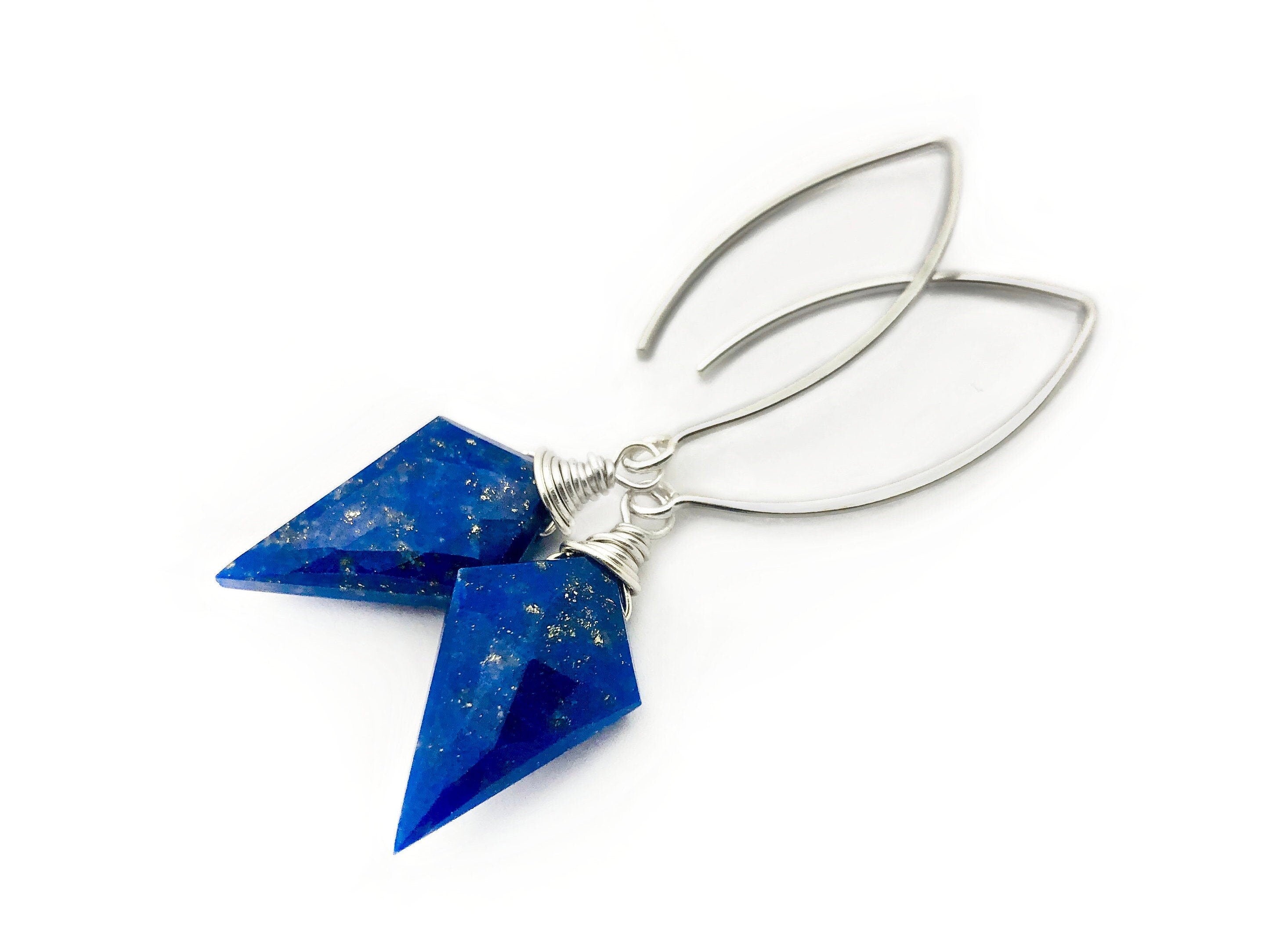 Genuine lapis lazuli earrings Blue lapis earrings Raw lapis lazuli jewelry Blue stone earrings Sterling silver Lapis lazuli stone earrings