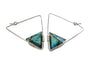 Blue green labradorite earrings Triangle hoop earrings Raw labradorite Earrings Triangle hoops Silver triangle earrings Gemstone hoops
