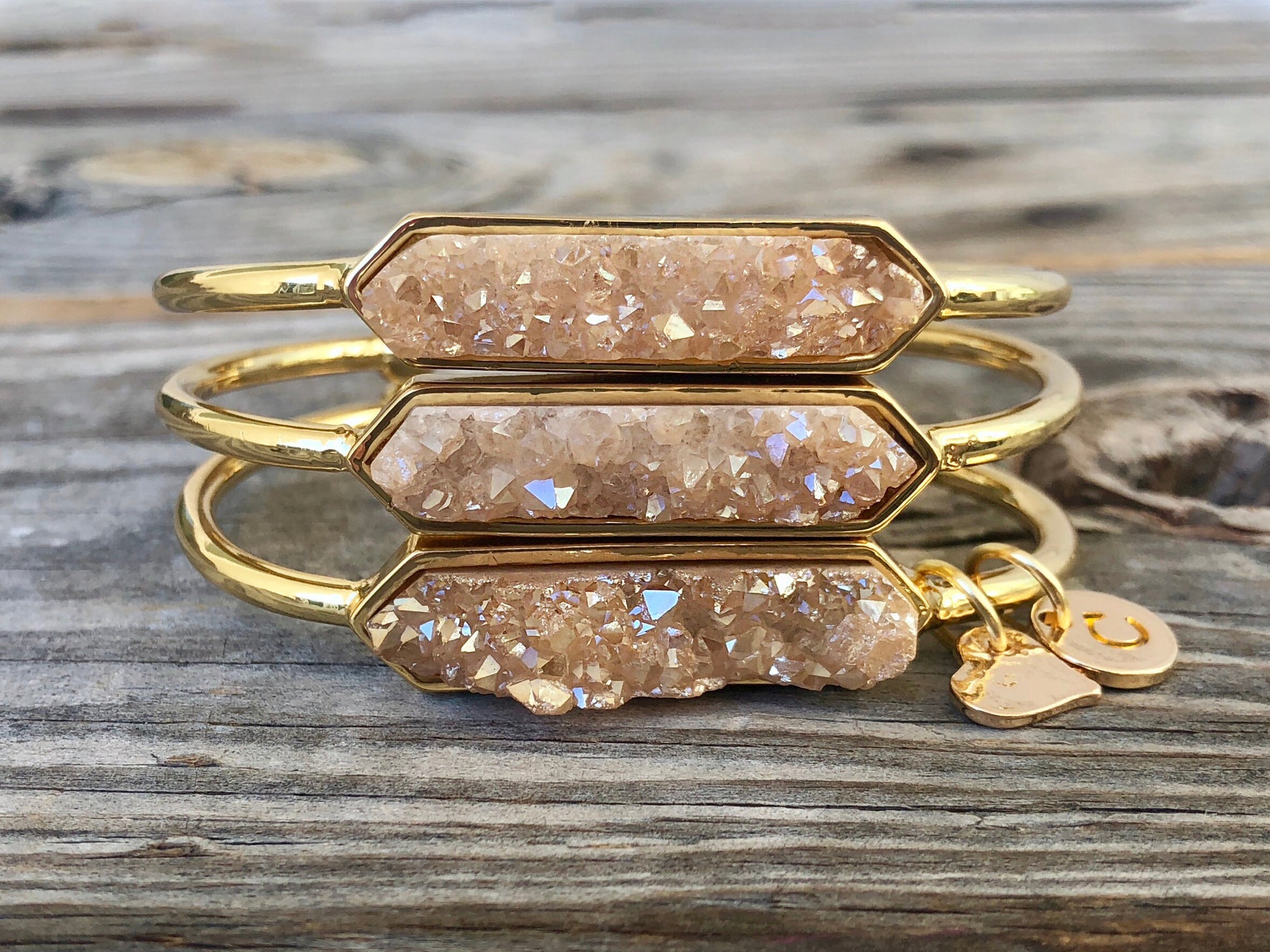 Druzy bracelet Gold bracelets for women Raw gemstone jewelry Best selling items Stone bracelet Gemstone bracelet Raw druzy jewelry Champagne