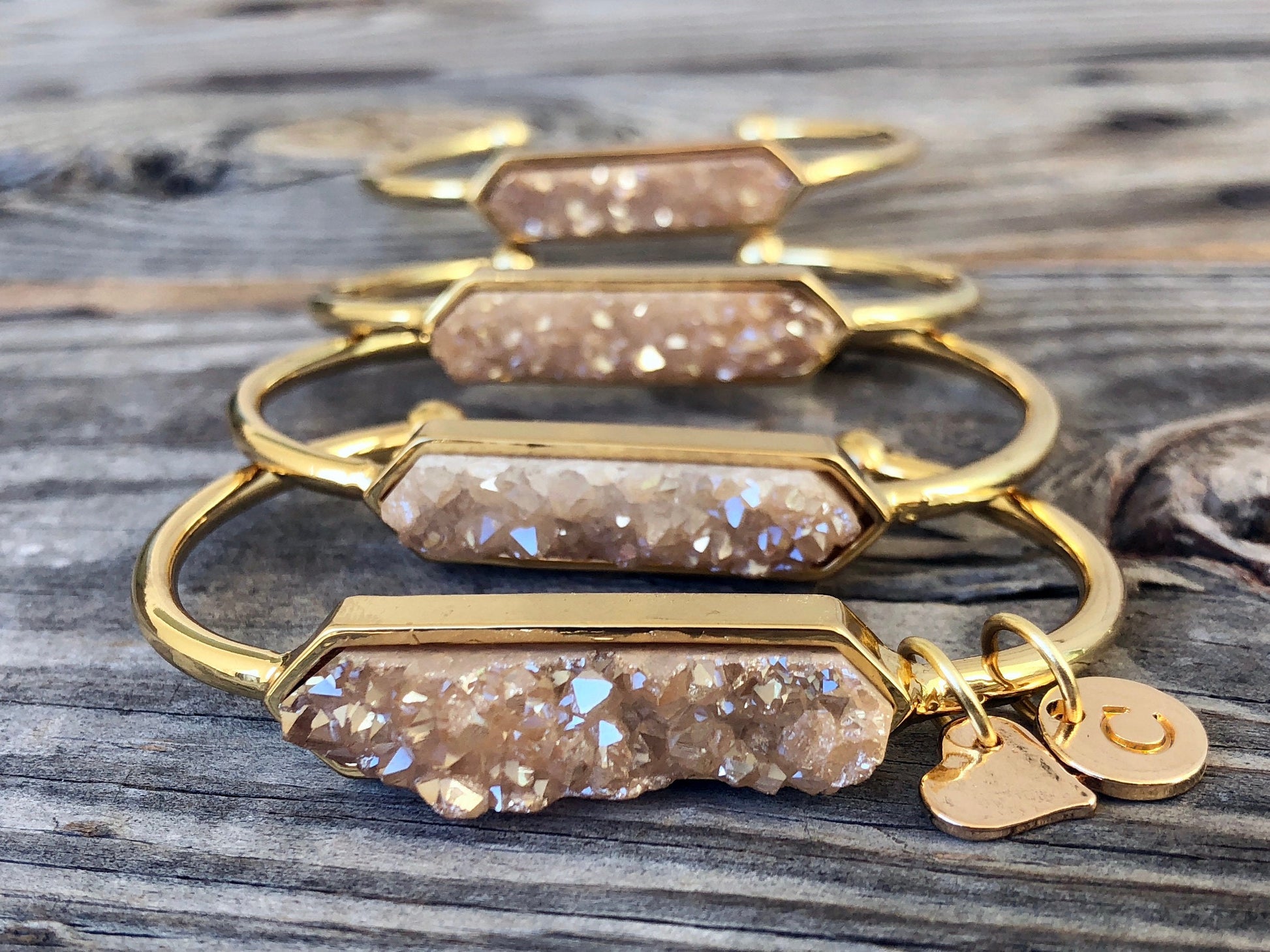 Druzy bracelet Gold bracelets for women Raw gemstone jewelry Best selling items Stone bracelet Gemstone bracelet Raw druzy jewelry Champagne