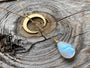 Rainbow moonstone necklace Double horn necklace Moon phase necklace Gold lariat necklace Half moon necklace Y necklace Crescent moon pendant