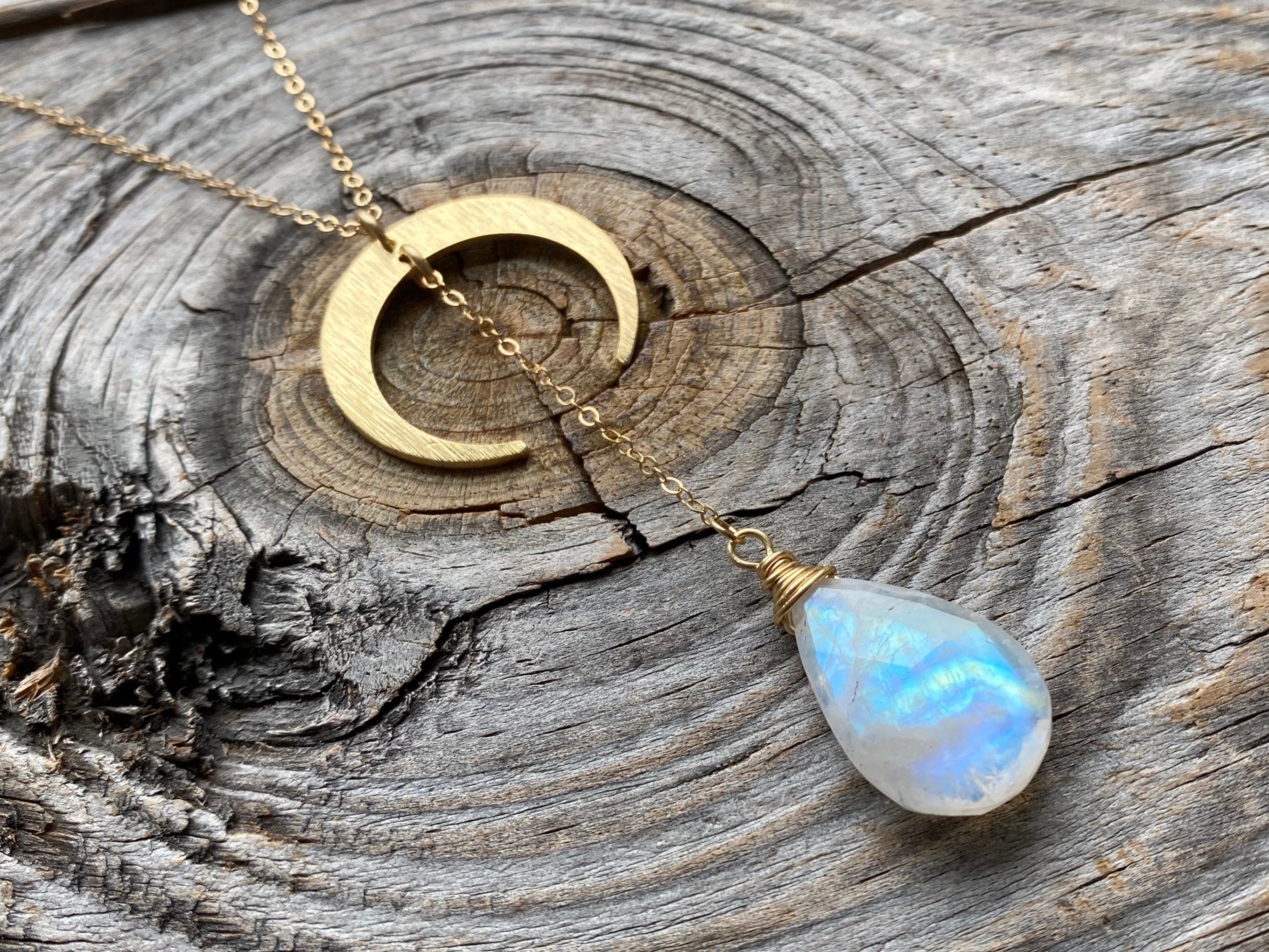 Raw Labradorite statement necklace Crystal lariat necklace Moon lariat necklace Blue Labradorite lariat necklace Moonstone lariat necklace
