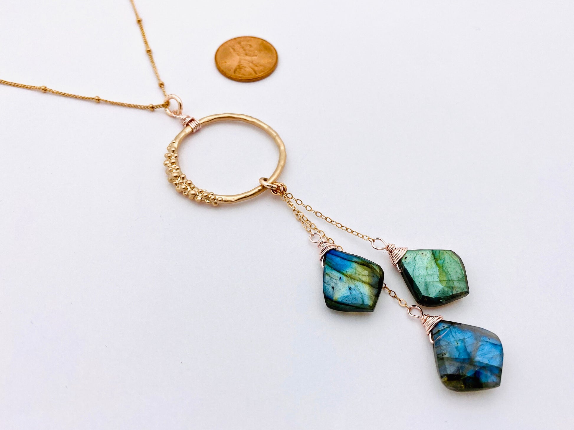 Gemstone boho necklace layered Labradorite necklace Boho jewelry for women Crystal lariat necklace Cascade necklace Layered boho necklace