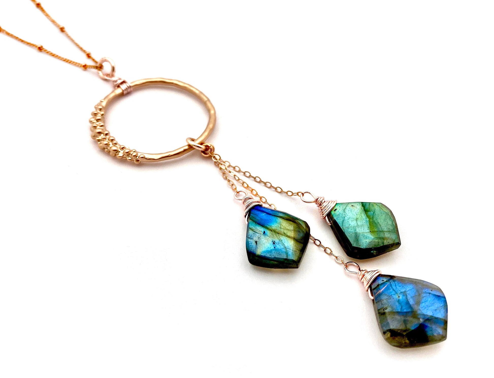 Rainbow moonstone necklace Handmade necklace silver lariat necklace crystal moonstone jewelry Handmade jewelry for women Crystal necklace