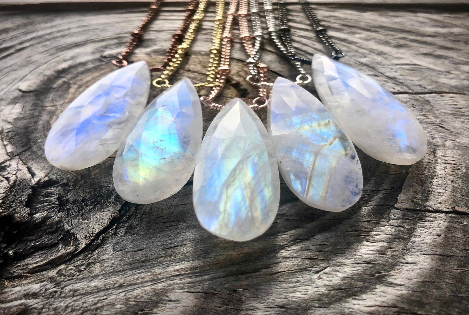 Blue moonstone necklace June birthstone necklace Gemini necklace June birthday gift Gemini gifts Rainbow moonstone jewelry Rose Gold Silver