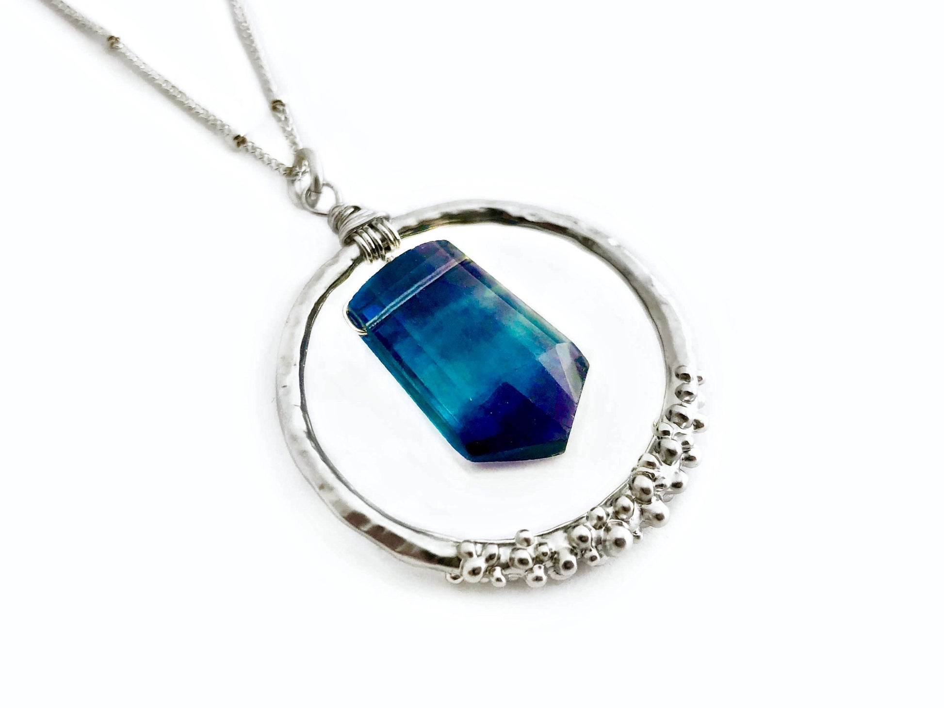 Natural fluorite crystal necklace Rainbow fluorite necklace for women Raw fluorite jewelry Purple fluorite pendant Fluorite ring necklace