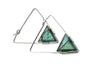 Moonstone earrings Geometric hoop earrings Triangle earrings Raw moonstone hoop earrings Triangle hoop earrings Triangle gemstone earrings