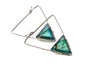 Blue green labradorite earrings Triangle hoop earrings Raw labradorite Earrings Triangle hoops Silver triangle earrings Gemstone hoops