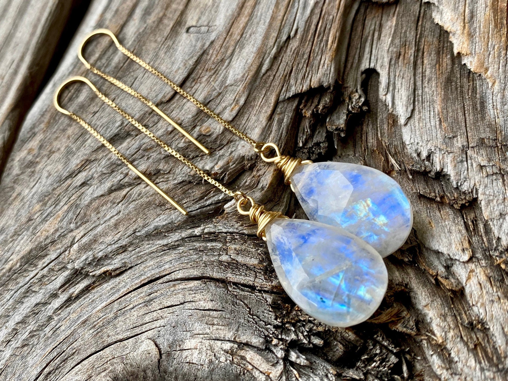 Raw labradorite earrings Gemstone threader earrings Gold labradorite earrings Large labradorite earrings Blue labradorite jewelry