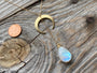 Rainbow moonstone necklace Double horn necklace Moon phase necklace Gold lariat necklace Half moon necklace Y necklace Crescent moon pendant