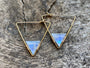 Blue green labradorite earrings Triangle hoop earrings Raw labradorite Earrings Triangle hoops Silver triangle earrings Gemstone hoops