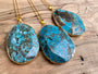 Ocean jasper necklace for women Atlantis crystal necklace Chrysocolla necklace Boho turquoise jewelry Ocean jasper palm stone Blue agate