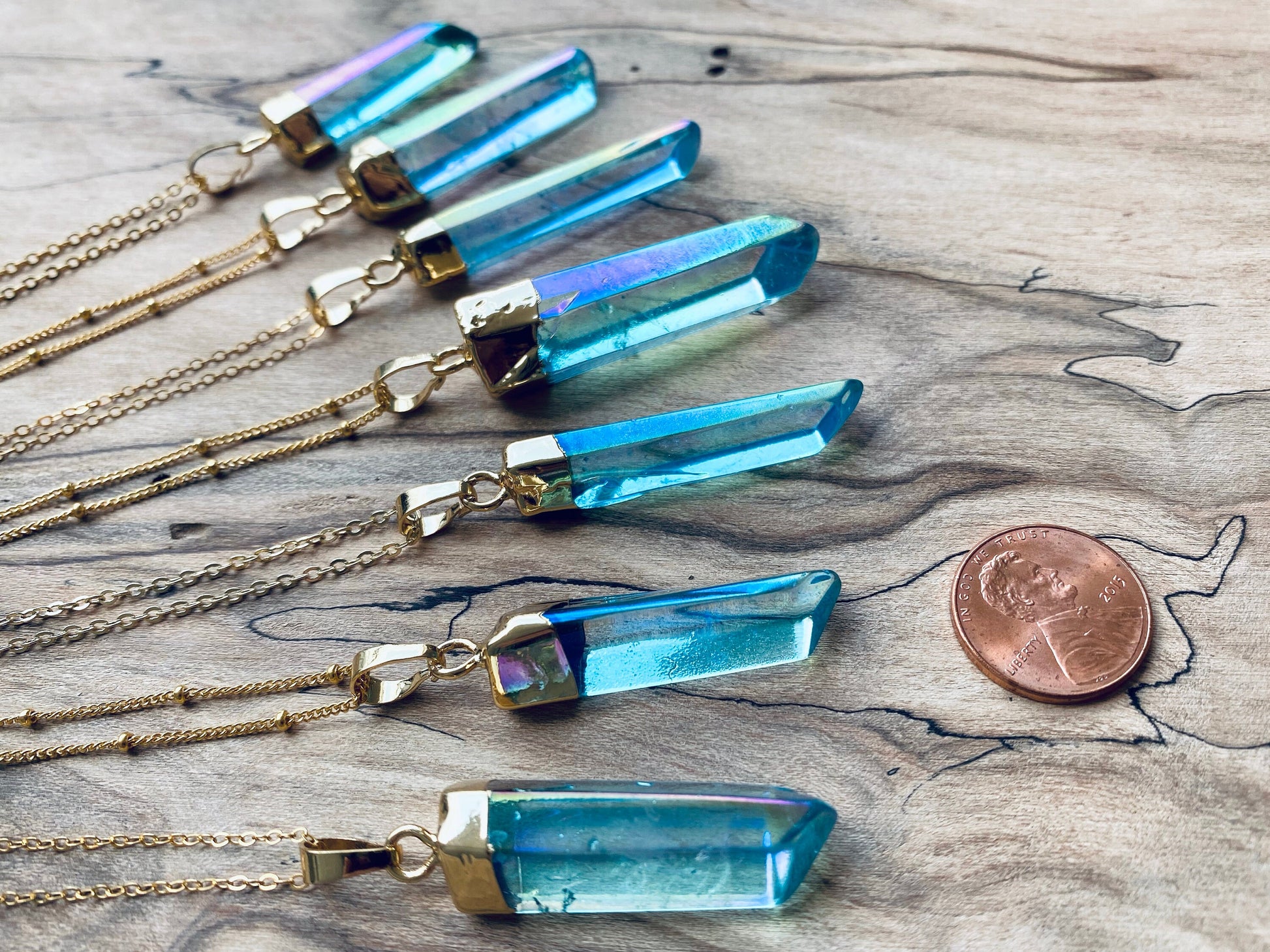 Raw Aqua Aura quartz necklace Aqua aura necklace Blue quartz necklace Quartz point necklace Aqua aura quartz pendant Blue crystal point