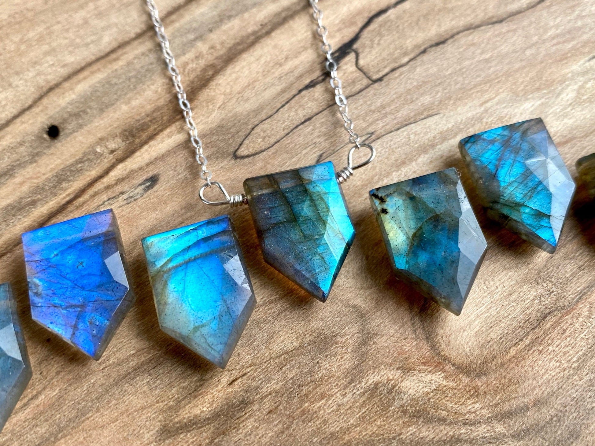 Raw labradorite necklace Natural stone pendant necklace Rock necklace for women Rainbow labradorite jewelry Raw stone jewelry