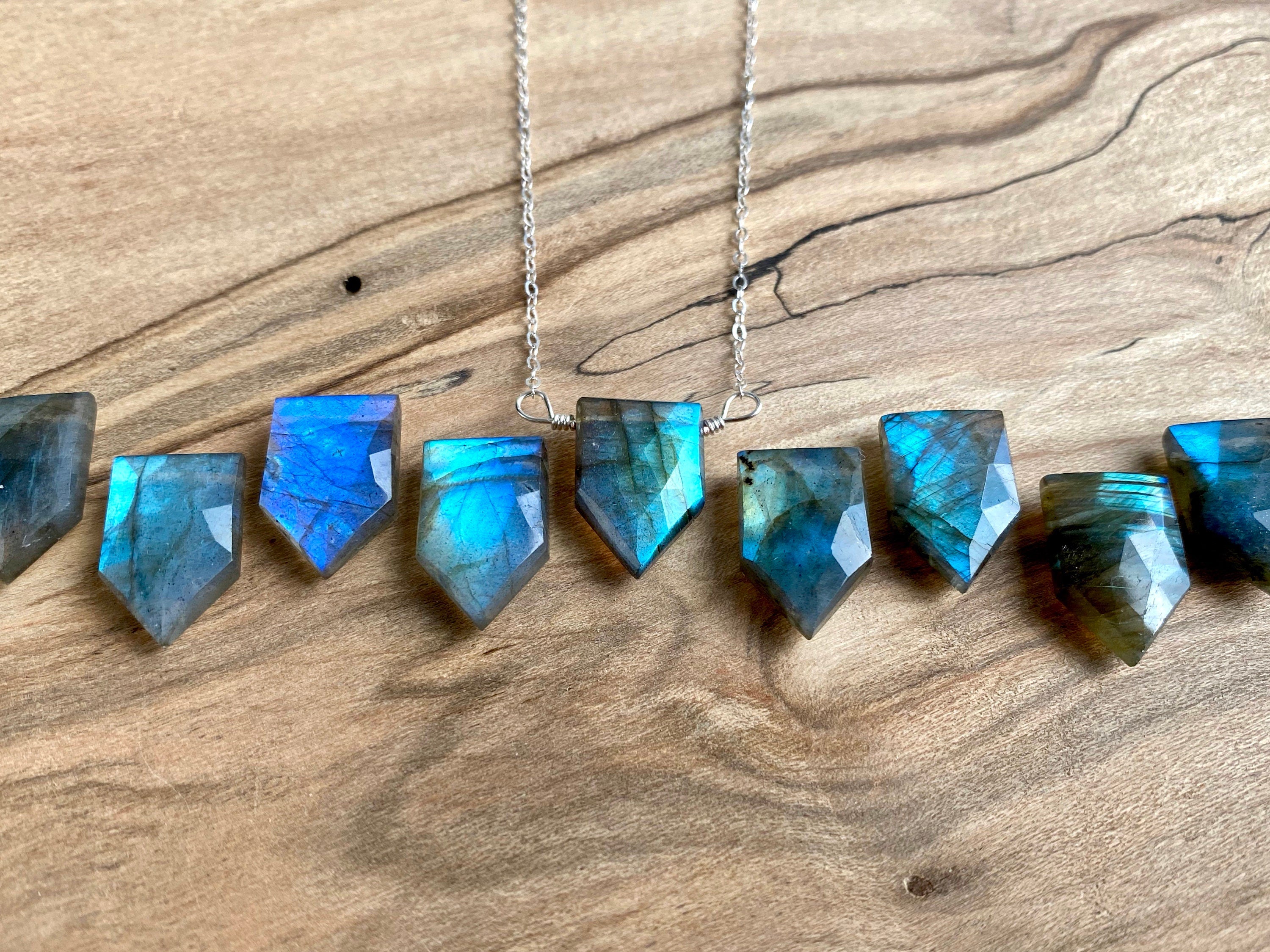 Raw labradorite necklace Natural stone pendant necklace Rock necklace for women Rainbow labradorite jewelry Raw stone jewelry