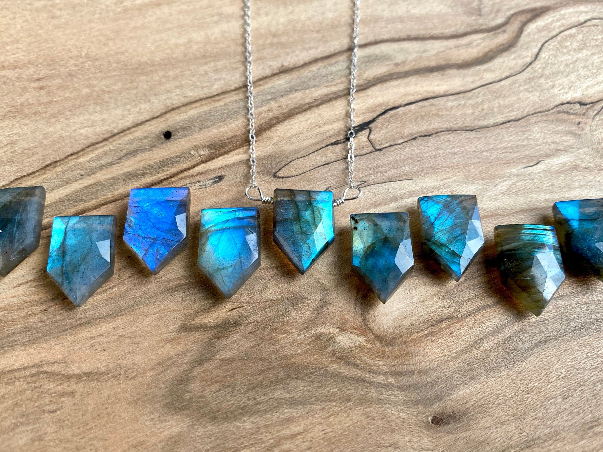 Raw labradorite necklace Natural stone pendant necklace Rock necklace for women Rainbow labradorite jewelry Raw stone jewelry